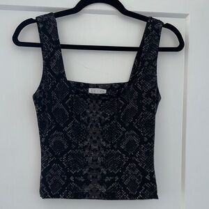 Leith / Nordstrom BP Purple and Black Snake-Print Square Neck Tank (S)